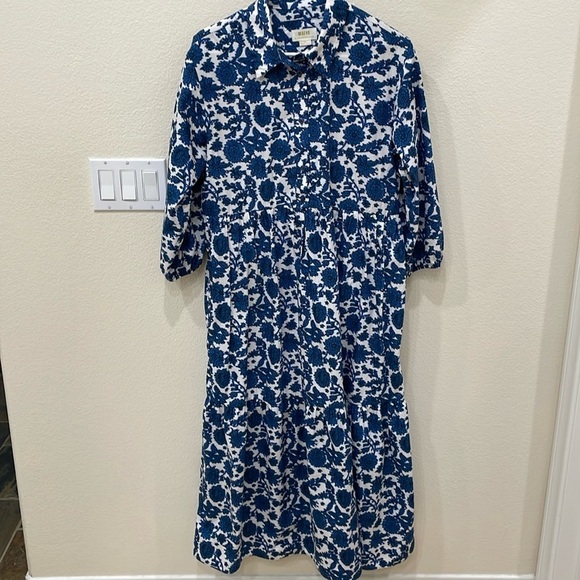 Anthropologie Dresses & Skirts - Anthropologie Maeve Blue and White Floral Cotton Dress—GORGEOUS!! Like New! S